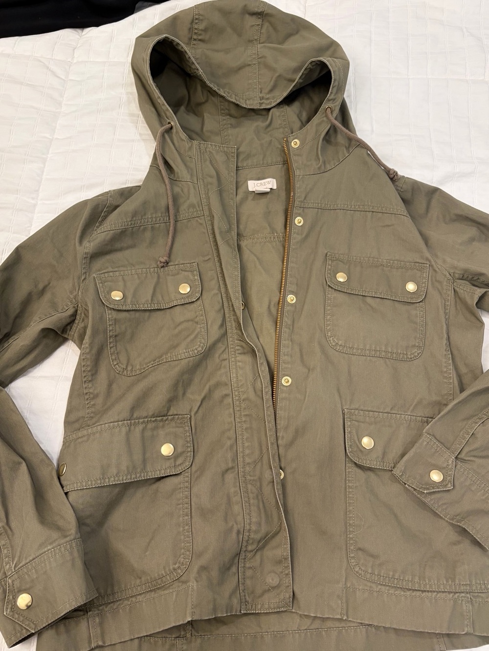 J. Crew Olive Utility Hooded Jacket